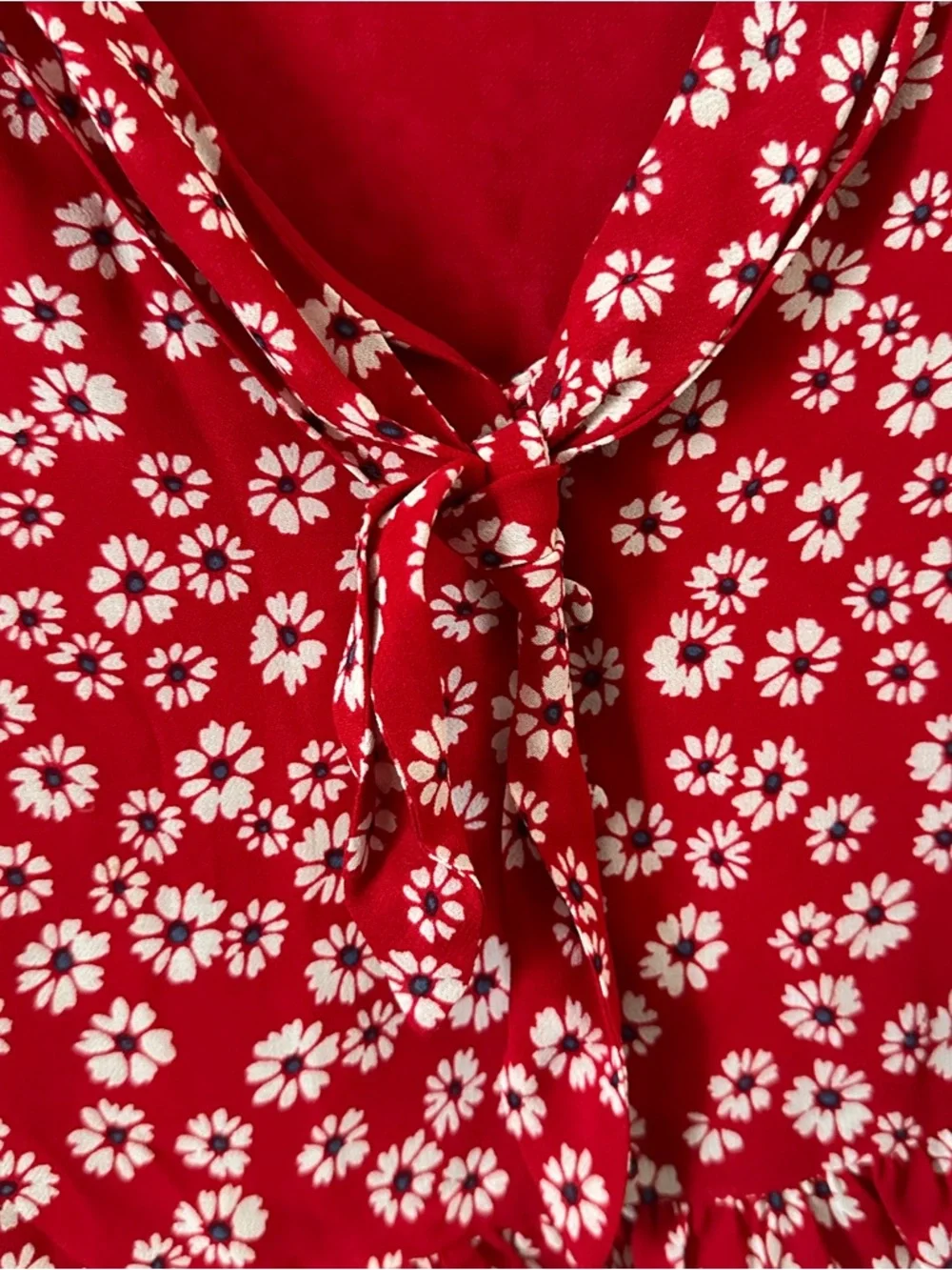Reformation Sloan Top Red Floral Tie-Front Blouse